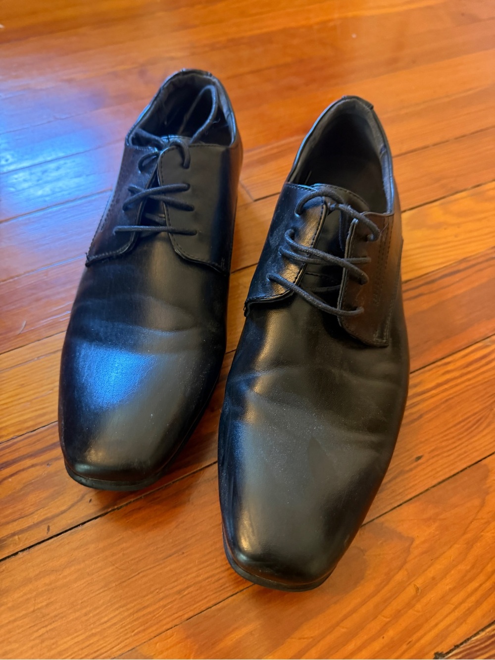 Men's Black Leather Lace-Up Derby Shoes
